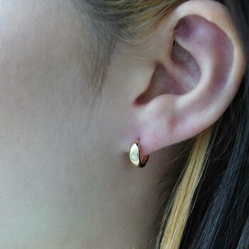 Opal Huggie Hoop Earrings, 2 of 6