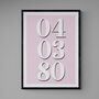 Personalised Custom Special Date Pink Wall Art, thumbnail 5 of 7
