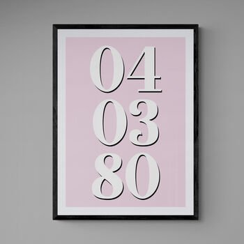 Personalised Custom Special Date Pink Wall Art, 5 of 7