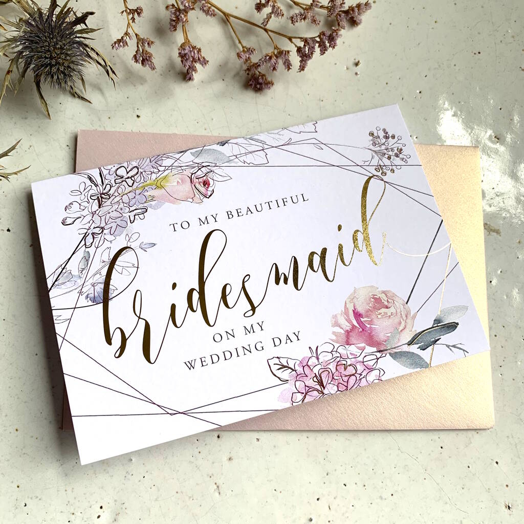 Gold Foil To My Bridesmaid Card | Pen Florals, 1 of 4