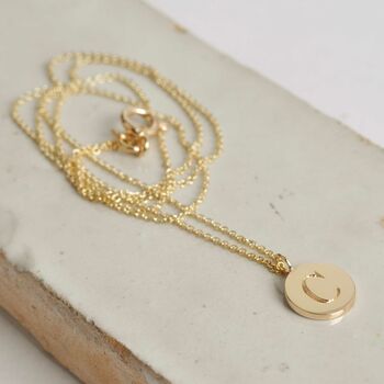 Delicate Solid Gold Initial Disc Necklace, 2 of 7