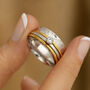 Wide Sterling Silver Cubic Zirconia Spinner Ring, thumbnail 1 of 12