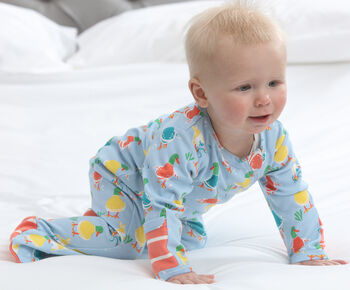 Newborn Baby Sleepsuit With Zip | Unisex Duck Print, 4 of 11