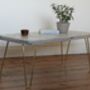 Industrial Hairpin Leg Coffee Table White Brass, thumbnail 1 of 8