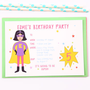 Superhero Girl Children's Party Invitations, 3 of 5