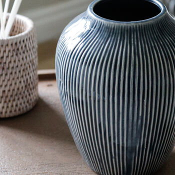 Slate Blue Stripe Vase, 3 of 5