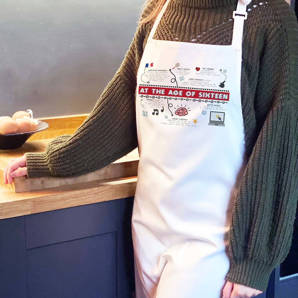 Personalised 16th Birthday White Apron, 1 of 8