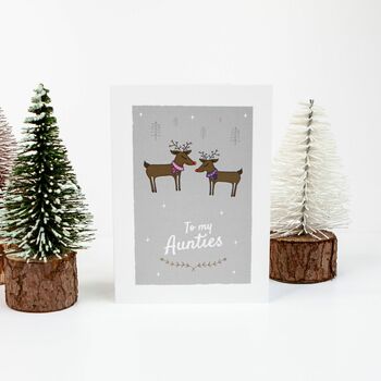 'To My Aunties' Christmas Greetings Card Reindeers, 3 of 10