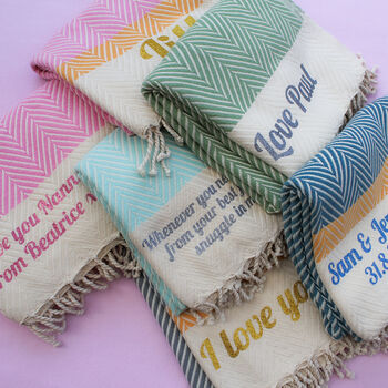 Personalised Cotton Throw Blanket, Gift For Her, 8 of 12