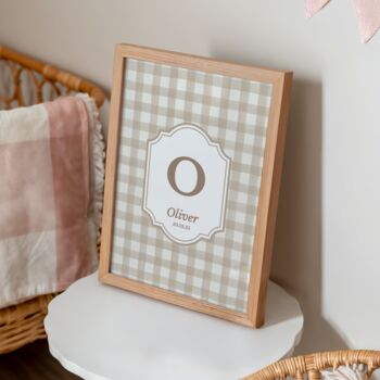 Personalised Beige Gingham Art Print, 5 of 5