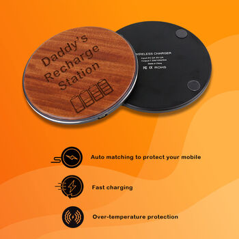 Personalised Wireless Hardwood Phone Charger, 3 of 6