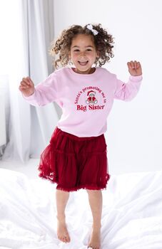 Santa's Promoting Me To Big Sister/Big Brother Embroidered Bear Sweatshirt Jumper, 2 of 6