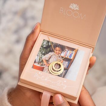 Personalised Triple Eternal Ring Pendant Necklace Photo Gift Set, 3 of 12