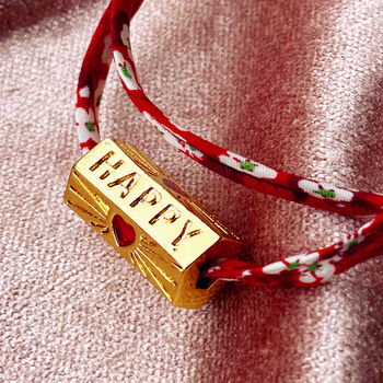 Liberty Print And Happy Heart Bead Ribbon Bracelet, 2 of 10