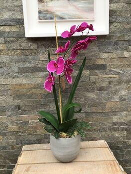 Large Cerise Pink Artificial Silk Orchid Arrangement, 2 of 7