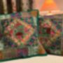 Handmade Indian Patchwork Cushion Cover Green, thumbnail 3 of 4