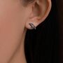 Crow Stud Earrings In Sterling Silver With Black Rhodium Coating, thumbnail 2 of 11