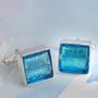 Murano Glass Square Silver Cufflinks, thumbnail 6 of 12