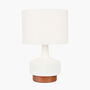 White And Wood Effect Textured Ceramic Table Lamp, thumbnail 2 of 8