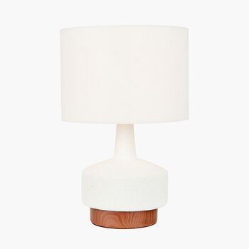 White And Wood Effect Textured Ceramic Table Lamp, 2 of 8