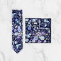 Handmade Wedding Tie In Navy And Purple Floral Print, thumbnail 7 of 8