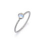 Blue Topaz Stacking Ring With Beaded Band In Silver, thumbnail 5 of 12