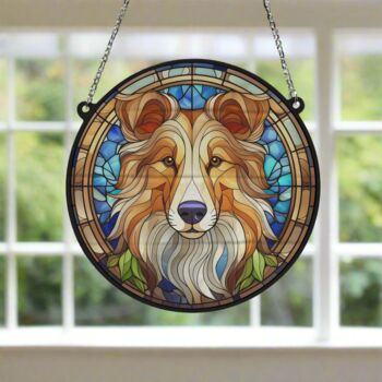 Rough Collie Stained Glass Effect Suncatcher, 5 of 5