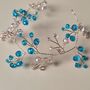 Blue And Blush Pink Crystal Bridal Hair Vine, thumbnail 1 of 9