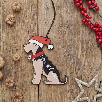 Airedale / Welsh Terrier Christmas Tree Decoration Personalisation Available, 3 of 5