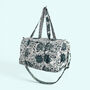 Large Weekend Duffle Bag | Teal Block Print Floral, thumbnail 1 of 7