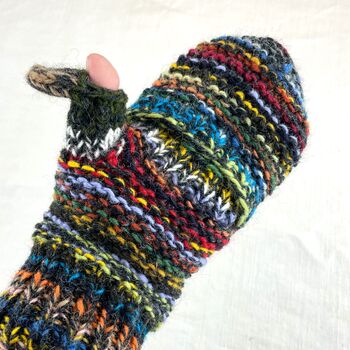 Fair Trade Mitten Fingerless Gloves Eco Repurposed Wool, 2 of 9