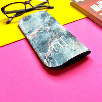 Personalised Initial Pink And Blue Marble Glasses Case, 10 of 10