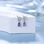 Purple Amethyst Cz Dangle Round Droplet Stud Earrings, thumbnail 2 of 11