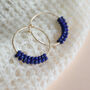 Real Lapis Lazuli Beaded Hoop Earrings, thumbnail 4 of 6