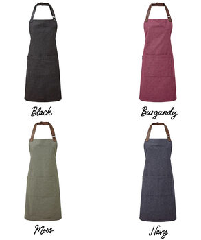 Vintage Leather Strap Personalised Apron With Name, 7 of 8