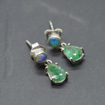 Opal Emerald Earrings: Gold, Silver, May Birthstone, 8 of 8
