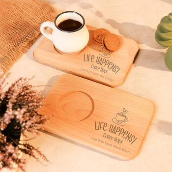 Coffee Lovers Personalised Wooden Drink And Biscuit Board, 3 of 4