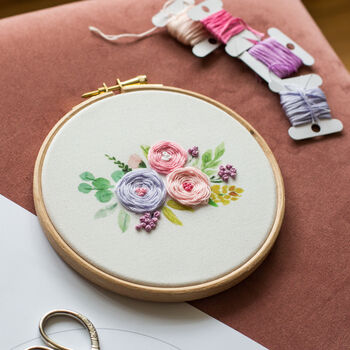 Pastel Bouquet Embroidery Hoop Kit, 3 of 7