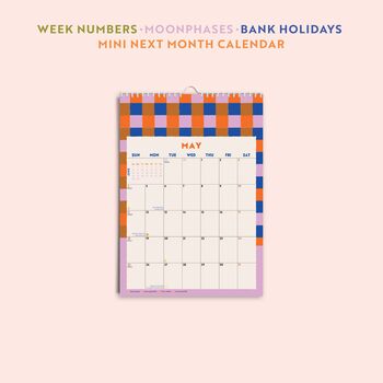 2025 Calendar | Checks And Stripes | Week Starts Sunday, 5 of 9