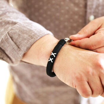 Men's Personalised 'Kiss' Woven Cord Bracelet, 9 of 12