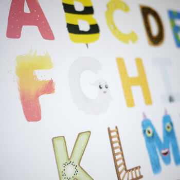Colourful Illustrated Alphabet Print, 4 of 9