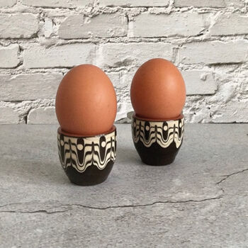 Stoneware Egg Cups Set In Brown Colour, 2 of 5