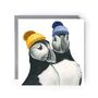 Puffins Winter Wishes Greeting Card, thumbnail 1 of 4