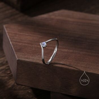 Minimalist Moonstone Chevron Ring In Sterling Silver, 4 of 10