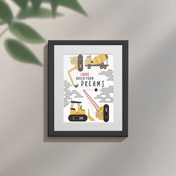 Personalised Construction Children's Nursery Framed Print, 3 of 10
