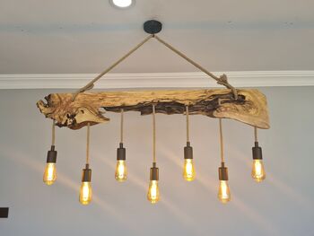 Olive Wood Light Fixture, 4 of 6