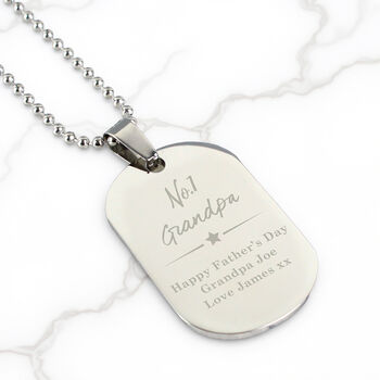 Personalised No.One Stainless Steel Dog Tag Necklace, 5 of 7