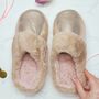Fluffy Faux Fur Slippers For Her – Silver Or Gold Sparkly Cosy Slippers, thumbnail 4 of 12