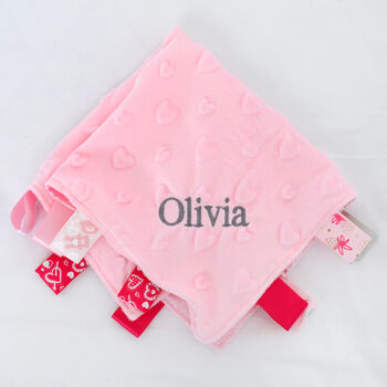 Personalised Pink Comforter With Taggies, 4 of 8