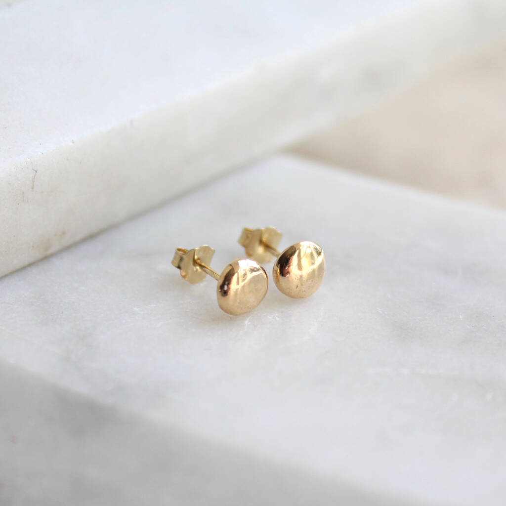 14ct Solid Gold Tiny Blob Stud Earrings, 1 of 3